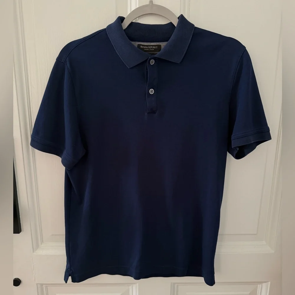 Banana Republic S Luxury Touch Standard Fit Polo Navy Blue